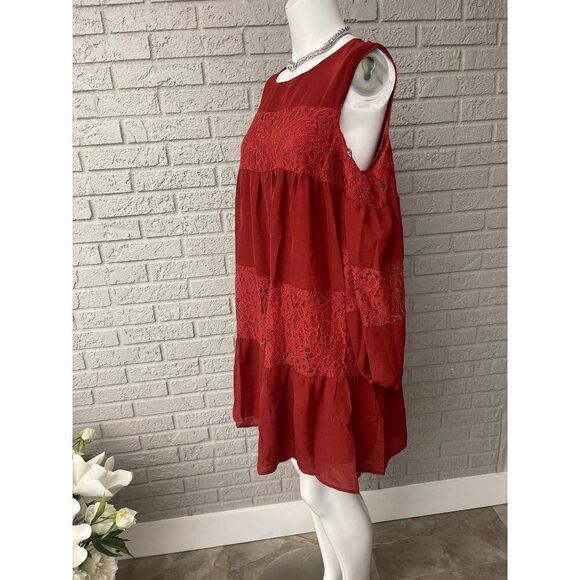 Bibi Women Cold Shoulder Long Sleeve Tiered Dress Size L - Picture 3 of 13